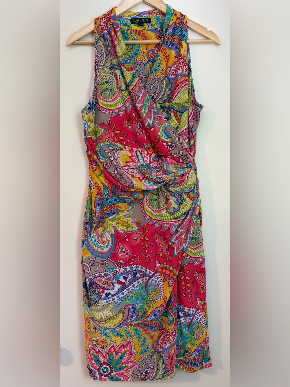 Lauren Ralph Lauren Paisley Multi-color Print Sleeveless Wrap Dress – Size 10